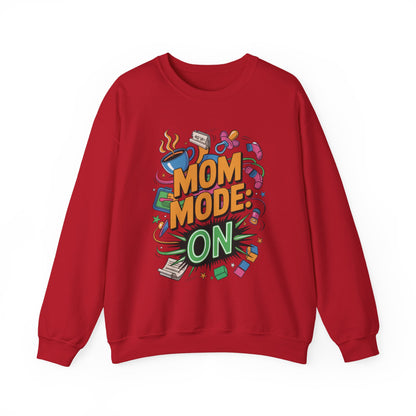 Mom Mode On Crewneck Sweatshirt, Gift for Mom, Mother's Day Humor T-Shirt, Cute Mama Life Graphic Tee, Mother's Day Gift