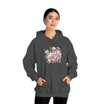 Floral Comfort Hoodie, Cozy Sweatshirt for Women, Spring Fashion, Gift for Her, Casual Everyday Wear, Soft Pastel Flower Print Sweatshirt