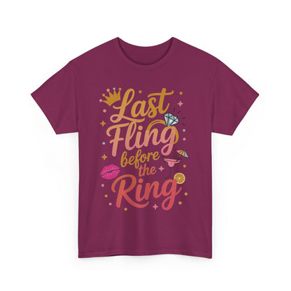Last Fling Before the Ring T-Shirt, Bachelorette Party Tee, Bridesmaid Wedding Tee, Hen Party Matching Top, Bridal Shower, Bridesmaids Gift