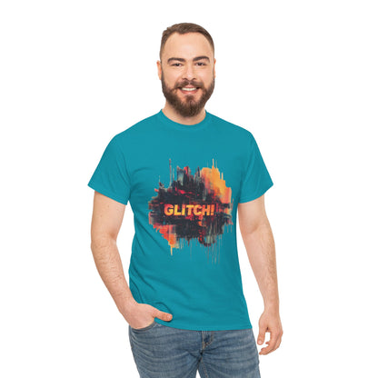 Glitch Art Unisex Heavy Cotton Tee, Trendy Graphic Top, Gift for Tech Lovers, Abstract Street Style Graphic Tee,Techcore Aesthetic Shirt
