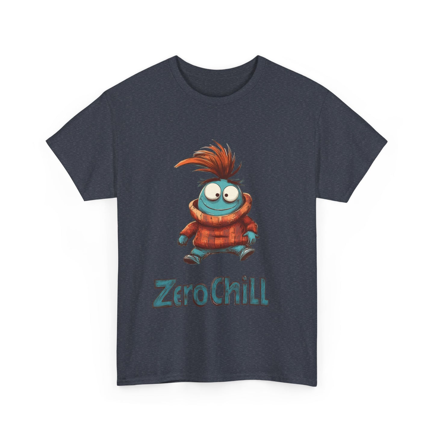 Zero Chill Funny Cartoon Character Tee, Quirky Cute Monster Shirt, Chill Vibes Humor Gift, Fun Cartoon T-Shirt, Chill Vibe Shirt