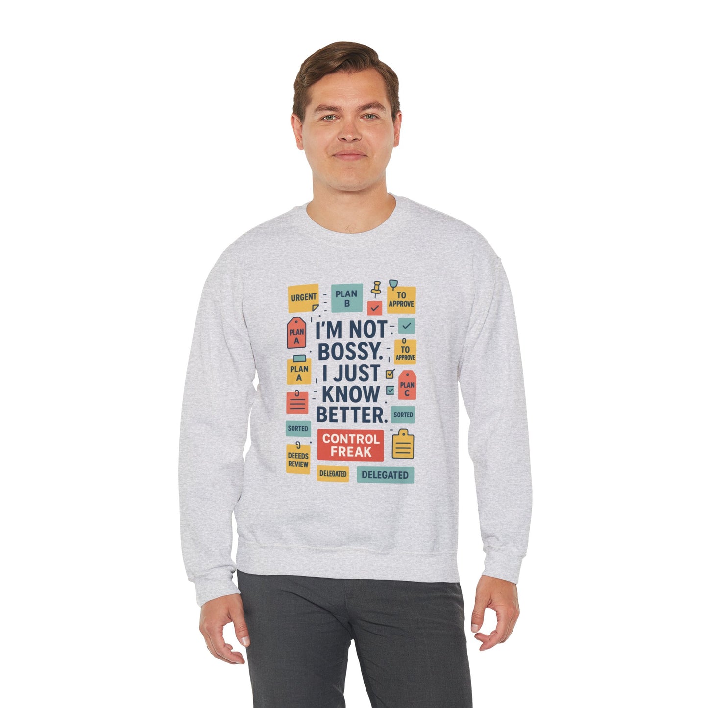 Funny Mens Control Freak Sweatshirt, Sarcastic Crewneck Gift for Him, Perfect Gift for Bossy Friends