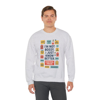 Funny Mens Control Freak Sweatshirt, Sarcastic Crewneck Gift for Him, Perfect Gift for Bossy Friends