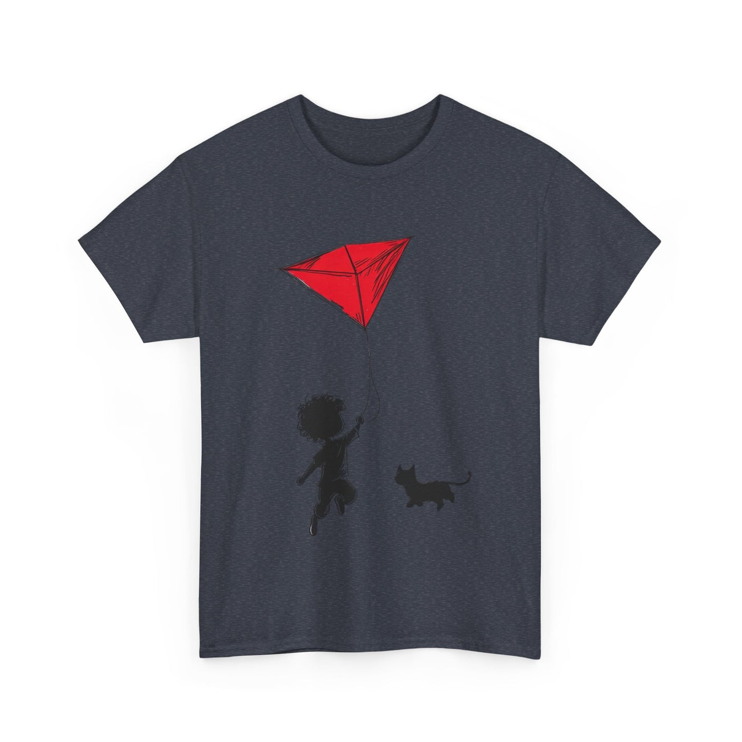 Cute Kid and Cat Design T-Shirt, Playful Gift for Cat Lovers, Summer Style, Cat Lover T-Shirt, Gift for Cat Owners, Women's Cotton T-Shirt