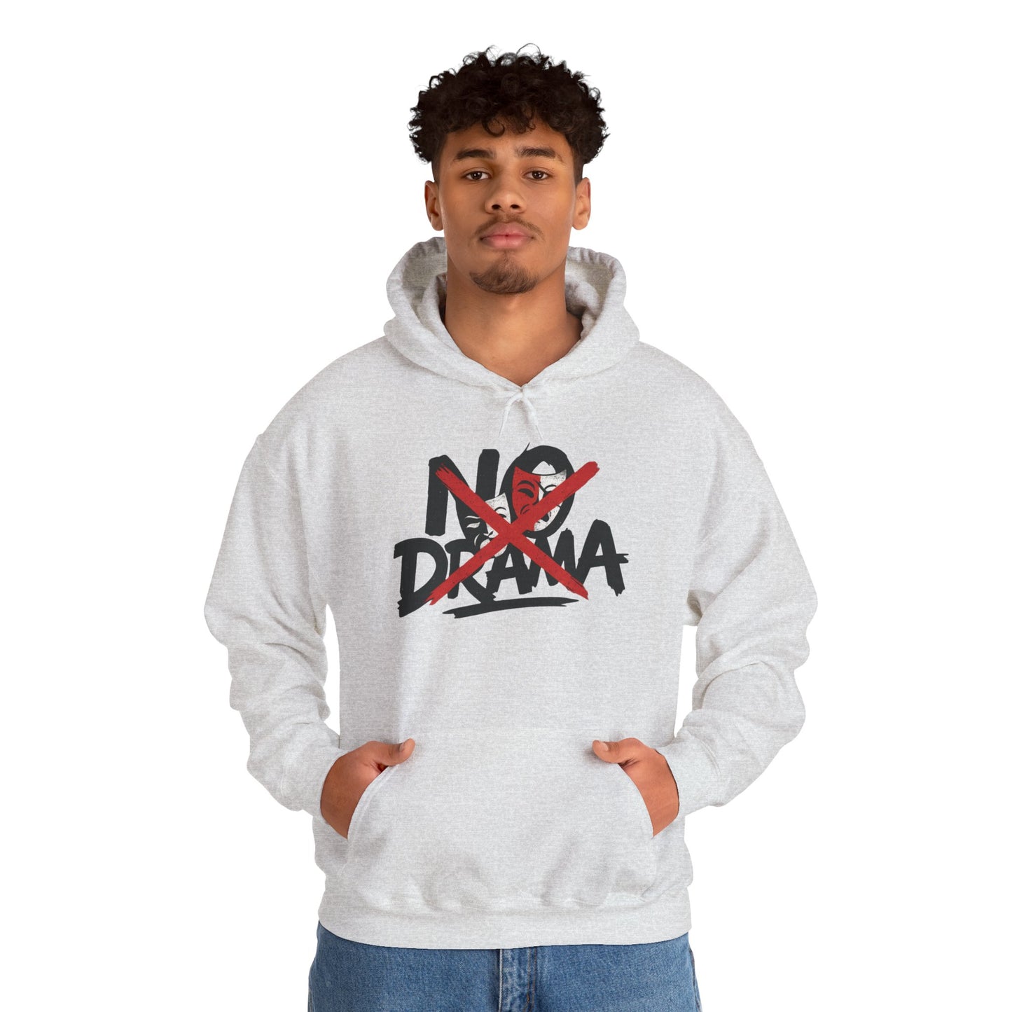 No Drama Mens Hoodie, Cozy Hoodie, Everyday Wear, Gift for Friend, Casual Fashion, Relaxed Vibes