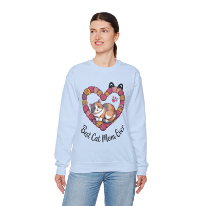 Best Cat Mom Ever Sweatshirt, Cozy Cat Lover Gift, Mother's Day Apparel, Pet Owner Sweatshirt, Cute Gift for Cat Moms, Yarn Themed
