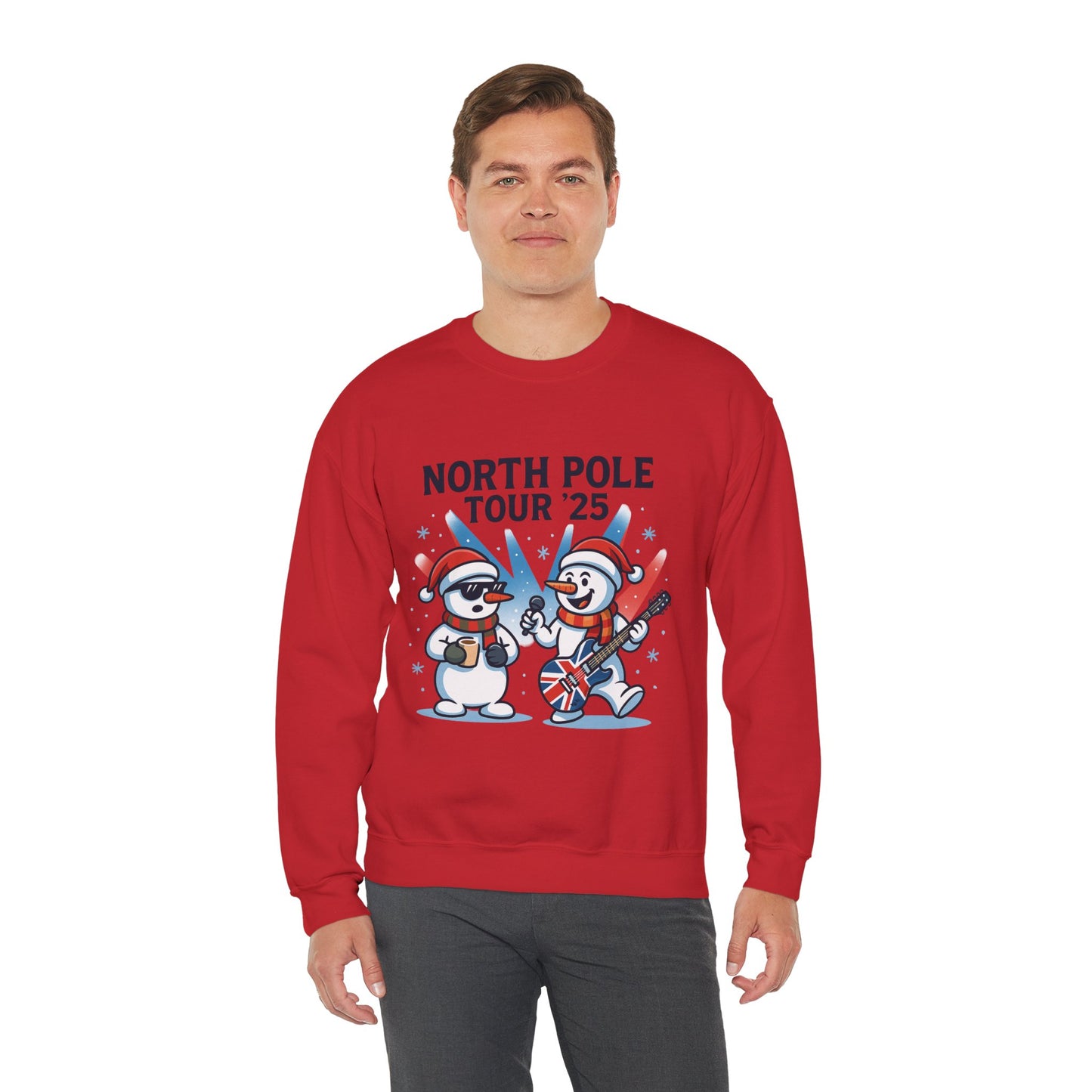 North Pole Tour 25 Men's Christmas Sweatshirt, Funny Rock Band Holiday Jumper