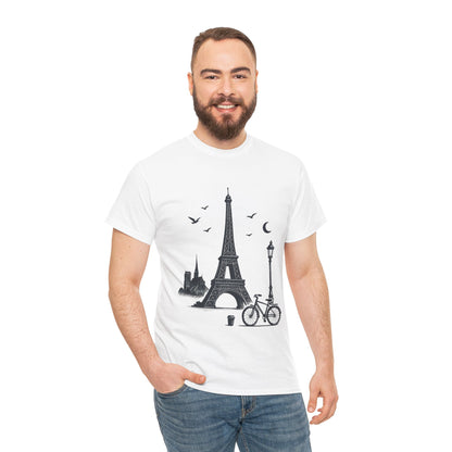 Eiffel Tower Graphic Tee, Parisian Style T-Shirt, Casual Summer Top, Travel Gift, Unisex Cotton Shirt