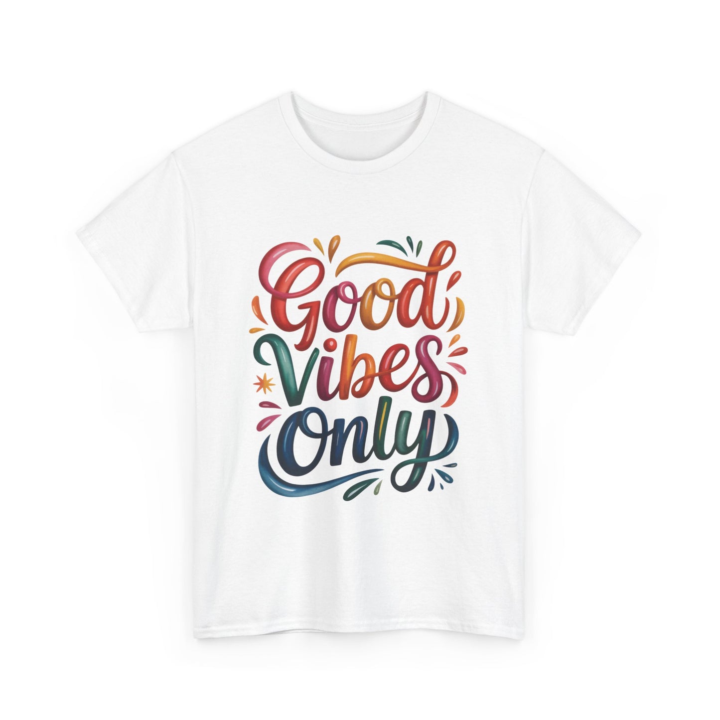 Good Vibes Only Womens Heavy Cotton Tee, Casual Wear, Gift for Friends, Relaxed Fit, Summer Style, Positive Affirmation Shirt
