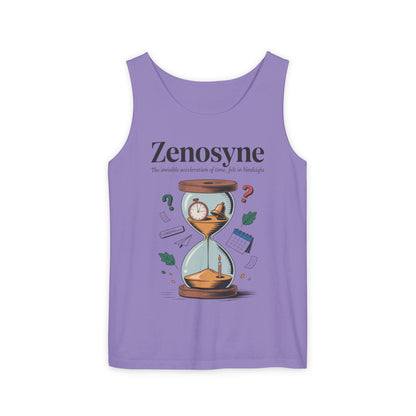 Zenosyne Tank Top, Unisex Garment-Dyed Tee, Time Awareness Gift, Casual Summer Wear, Philosophy Shirt, Unique Everyday Apparel