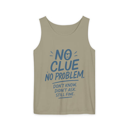 Funny No Clue Mens Tank Top, No Problem Quote, Dont Know Didnt Ask Slogan Tee, Workout Sleeveless Gym Shirt, Relaxed Fit Gift for Him