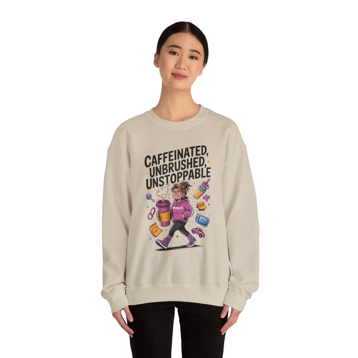 Caffeinated Mom Sweatshirt, Funny Mom Life Quote,  Mother's Day Gift,New Mother Tired Mother Gift, Coffee Lover Gift, Coffee Addict Mom