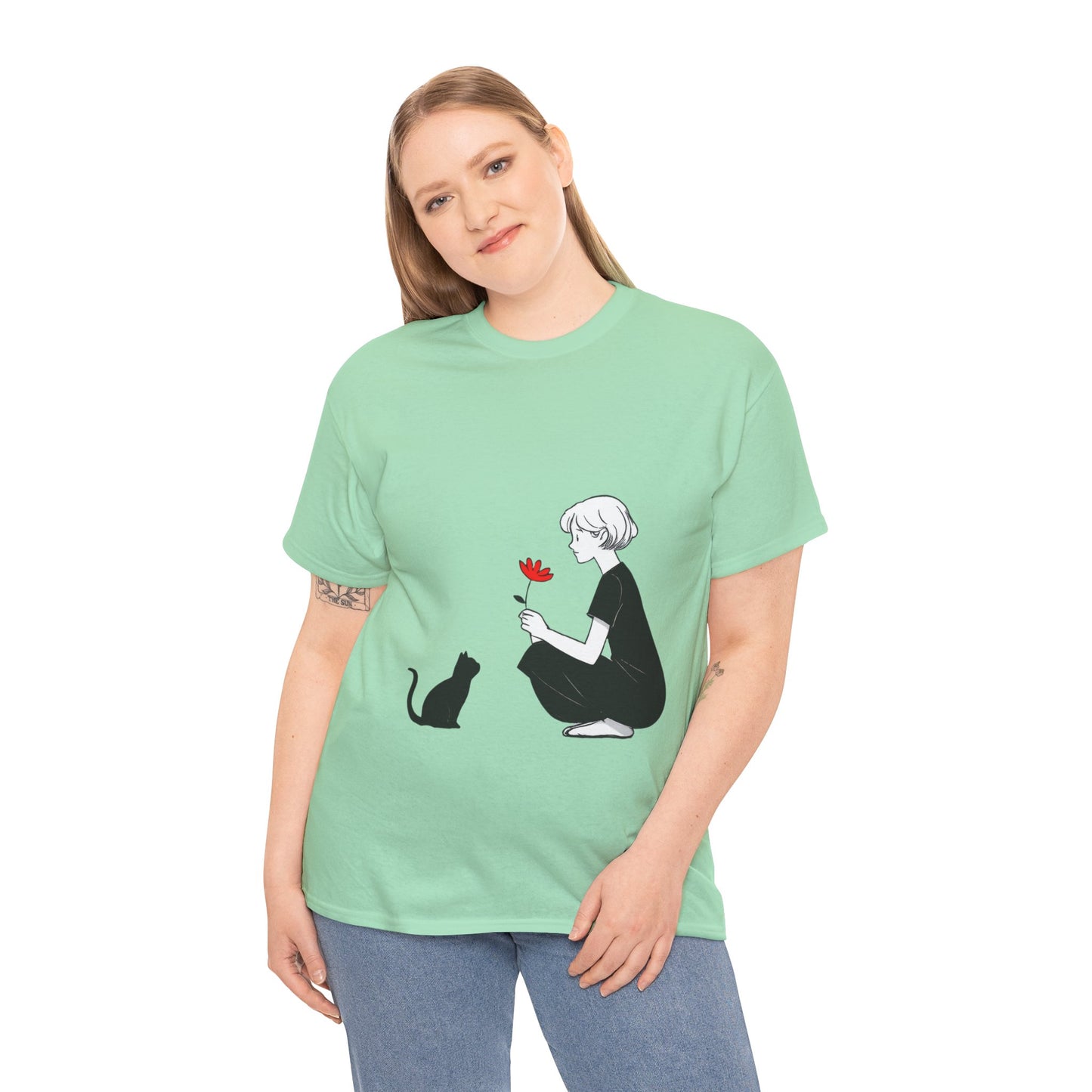 Cat Lover's Heavy Cotton Tee, Cute Cat Shirt, Pet Owner Gift, Animal Lover Apparel, Birthday Gift for Her, Women's Cotton T-Shirt, Cat Lover