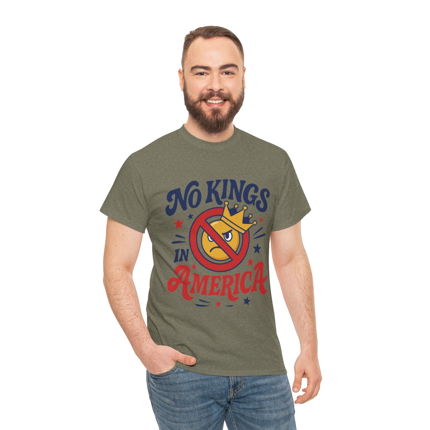 No Kings in America Unisex T-Shirt - Funny Patriotic Anti Monarchy Tee - 4th of July USA Shirt, Political Rallies, Statement Wear