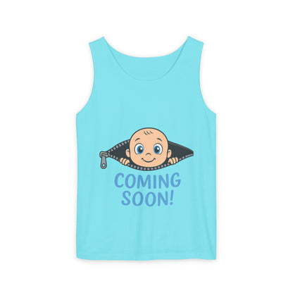 Coming Soon Maternity Tank Top, Cute Baby Boy Pregnancy Announcement Tee, Funny Expecting Mom Gift, Gender Reveal Tee, Baby Shower Top