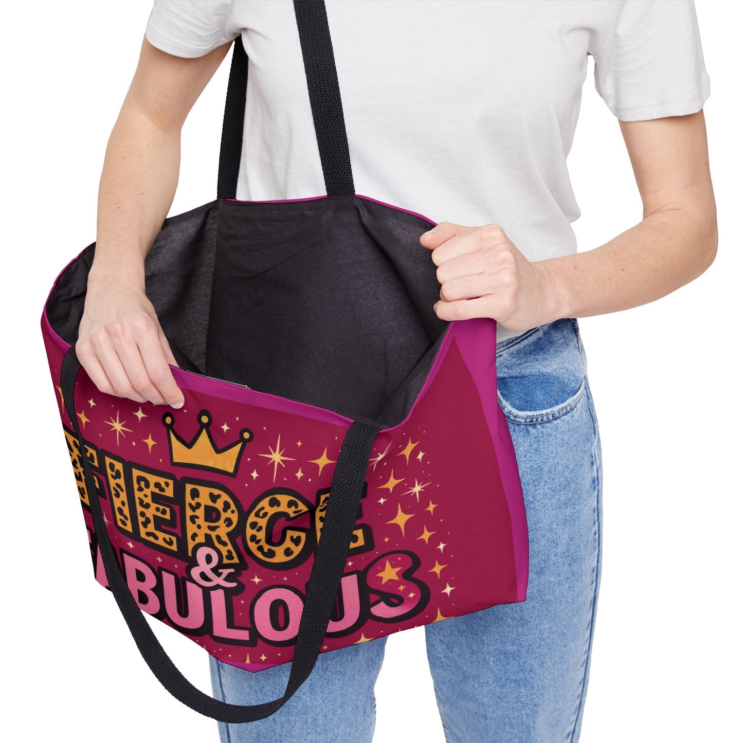 Chic Weekender Tote Bag - Fierce & Fabulous Design, Beach Bag, Travel Tote, Shopping Bag, Gift for Her, Stylish Handbag