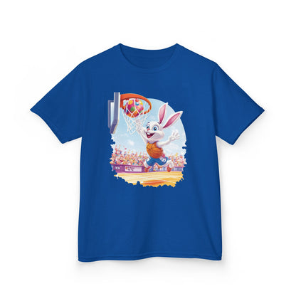 Easter Basketball Bunny Kids T-Shirt - Funny Bunny Dunking Egg Ball, Cute Spring Sports Tee for Kids, Fun Holiday Gift Idea