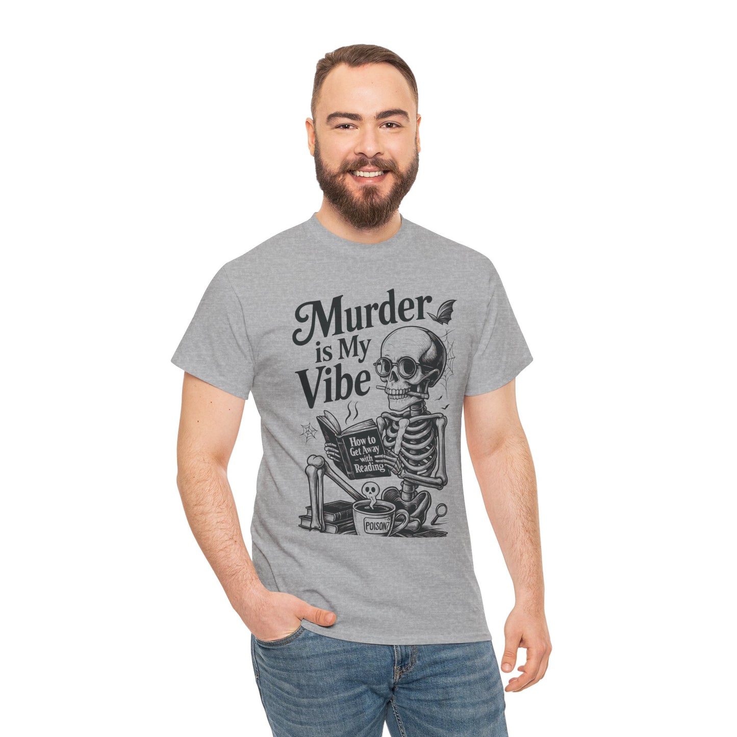Mens Heavy Cotton Tee - "Murder is My Vibe" Graphic Shirt for Ghoulish Vibes, Halloween Fun, Spooky Season, Casual Wear, Gift for [...]