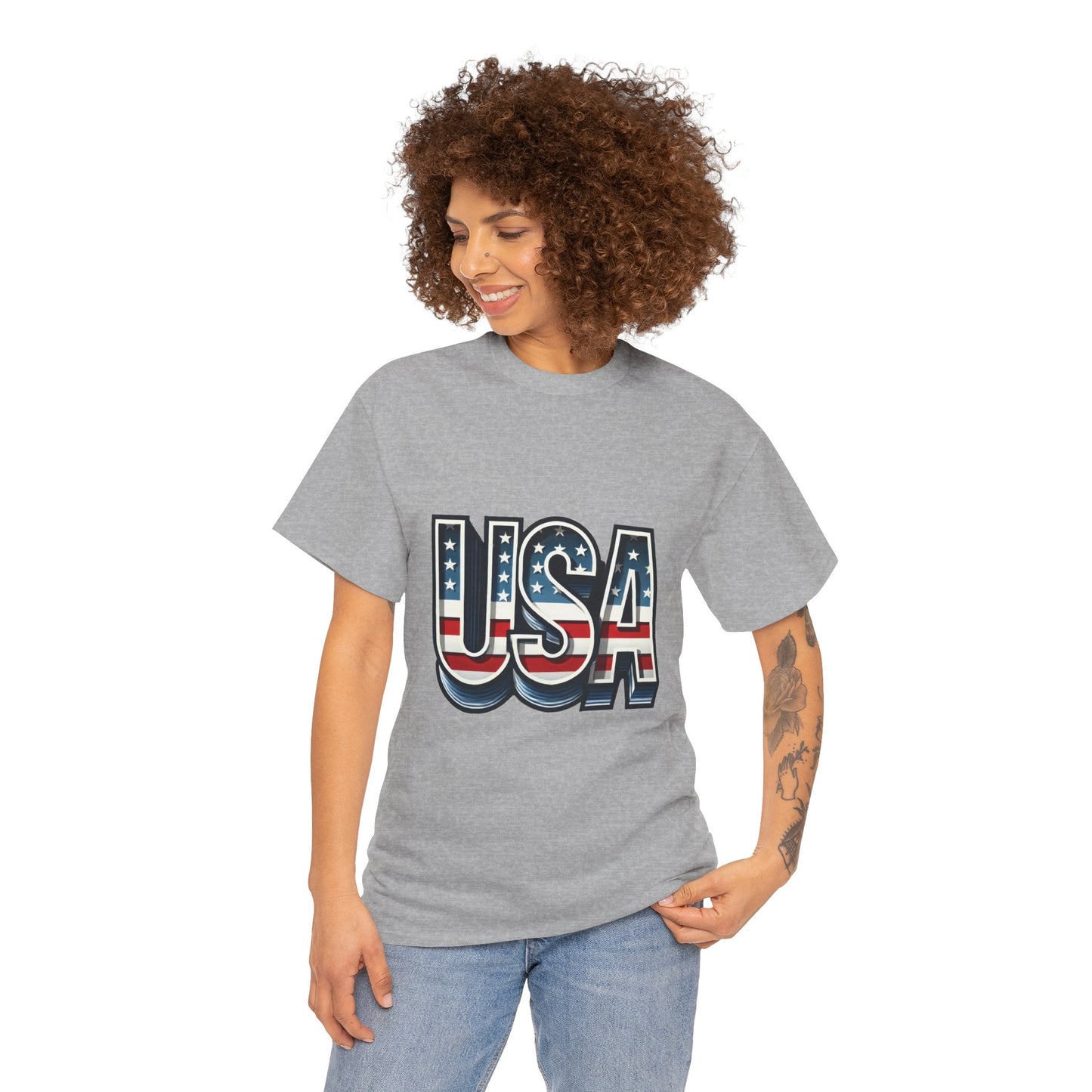USA Patriotic Unisex Heavy Cotton Tee, American Pride Shirt, July 4th T-Shirt, Independence Day Apparel, Casual Summer Top