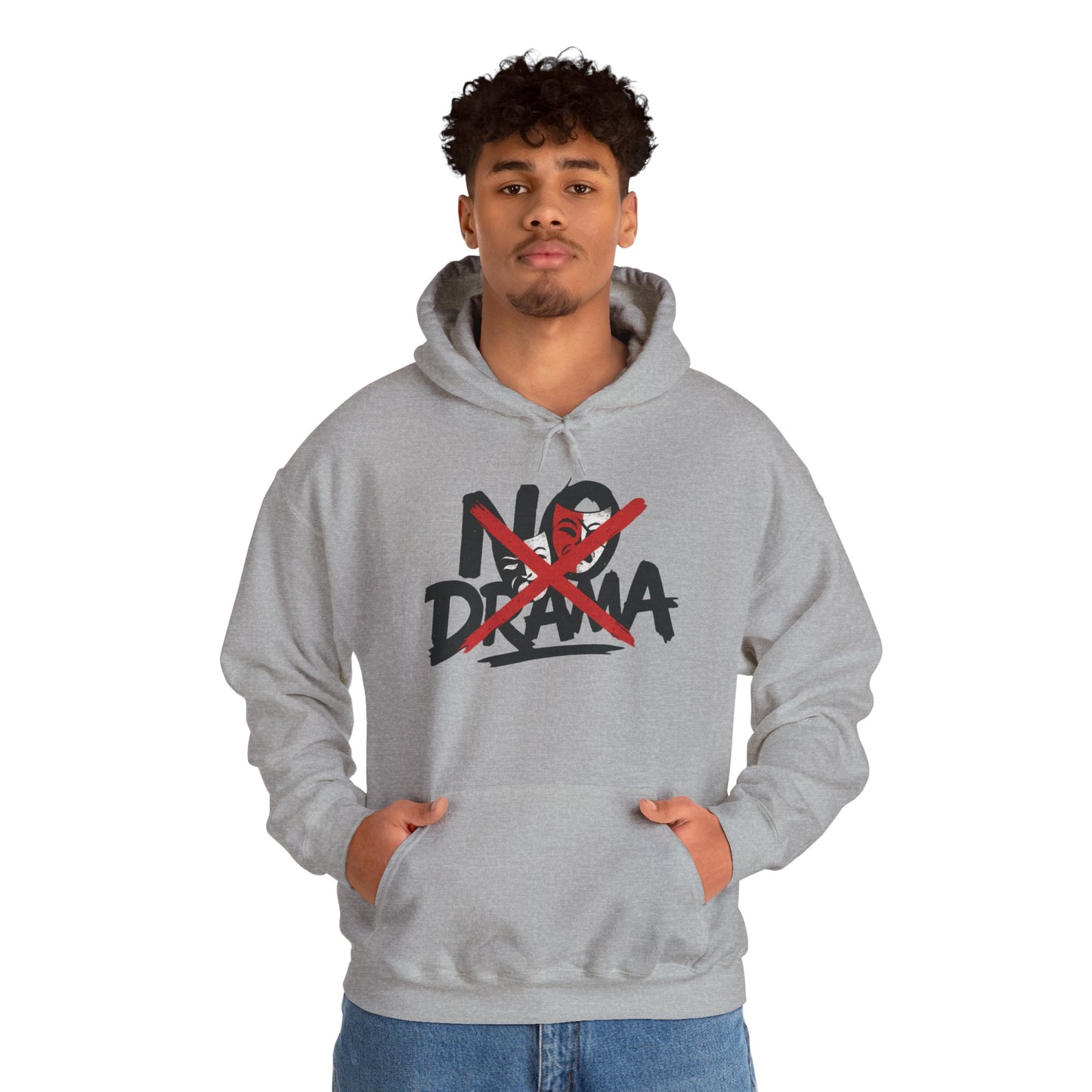 No Drama Mens Hoodie, Cozy Hoodie, Everyday Wear, Gift for Friend, Casual Fashion, Relaxed Vibes