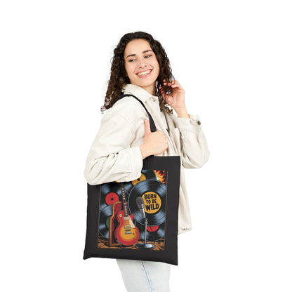 Rockin' Retro Tote Bag, Born to Be Wild, Music Lover's Bag, Festival Tote, Eco-Friendly Shopping Bag, Guitar Design, Gift Idea