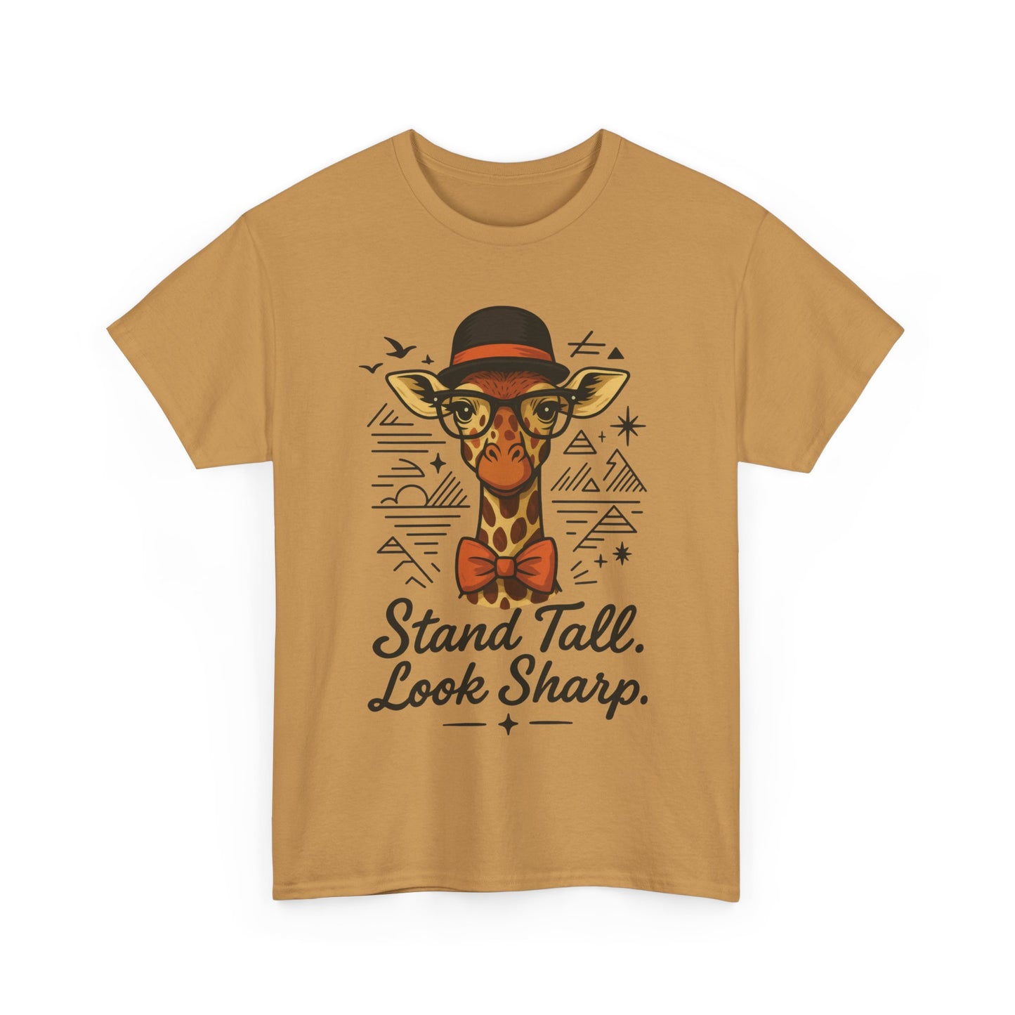 Hipster Giraffe T-Shirt with Hat and Glasses, Whimsical Giraffe Tee, Fun Gift, Cute Graphic Shirt, Unisex Heavy Cotton Tee