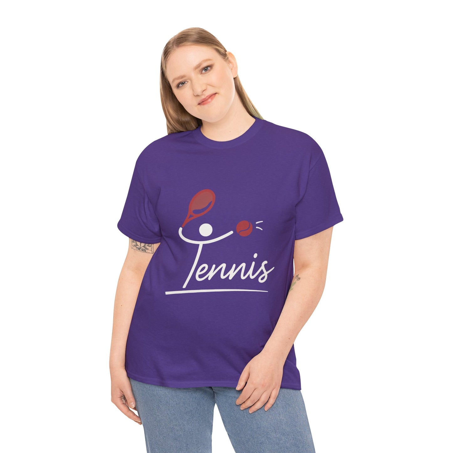 Womens Heavy Cotton Tee, Womens Tennis Graphic T-Shirt, Cute Sports Tee, Funny Workout Gym Top for Women