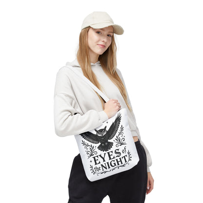 Eyes of the Night Owl Tote Bag, Artsy Shopping Bag, Eco-Friendly Carryall, Unique Gift for Animal Lovers, Halloween Decor, Beach Tote
