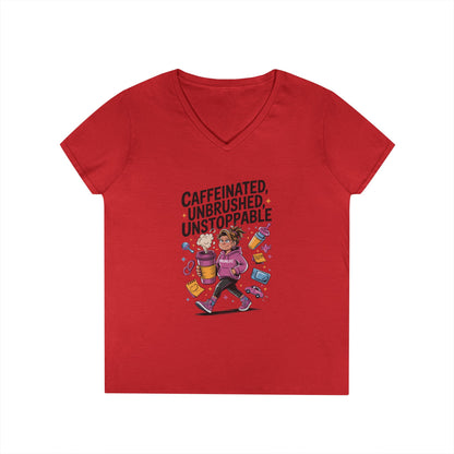 Caffeinated V-Neck Tee, Coffee Lover Shirt, Gift for Moms, Motivation T-Shirt, Mother's Day Gift for Tired Moms,  Mother's Day Gift