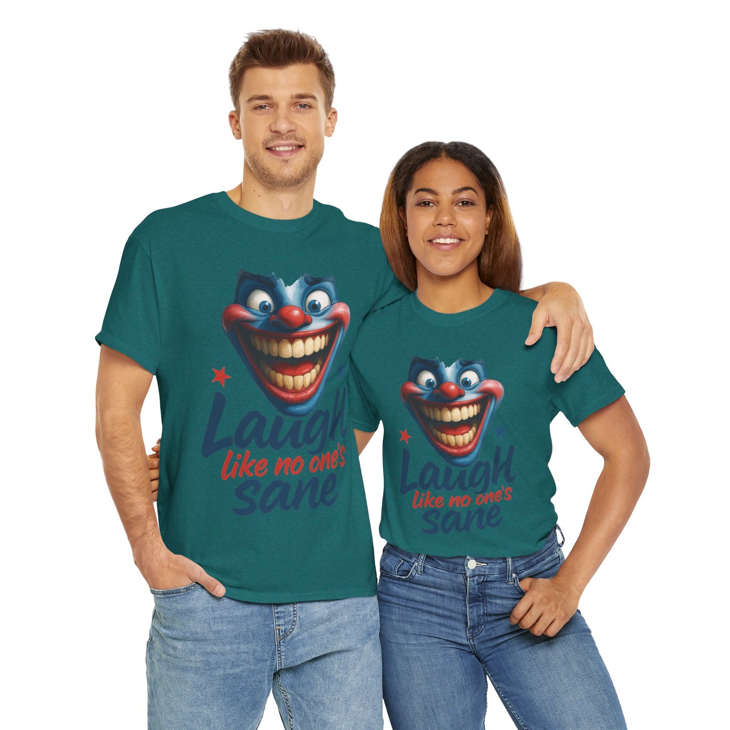Funny Clown Face Unisex Heavy Cotton Tee, Creepy Clown Face T-Shirt, Humor T-Shirt,Clown Theme Shirt, Funny Horror Graphic Tee
