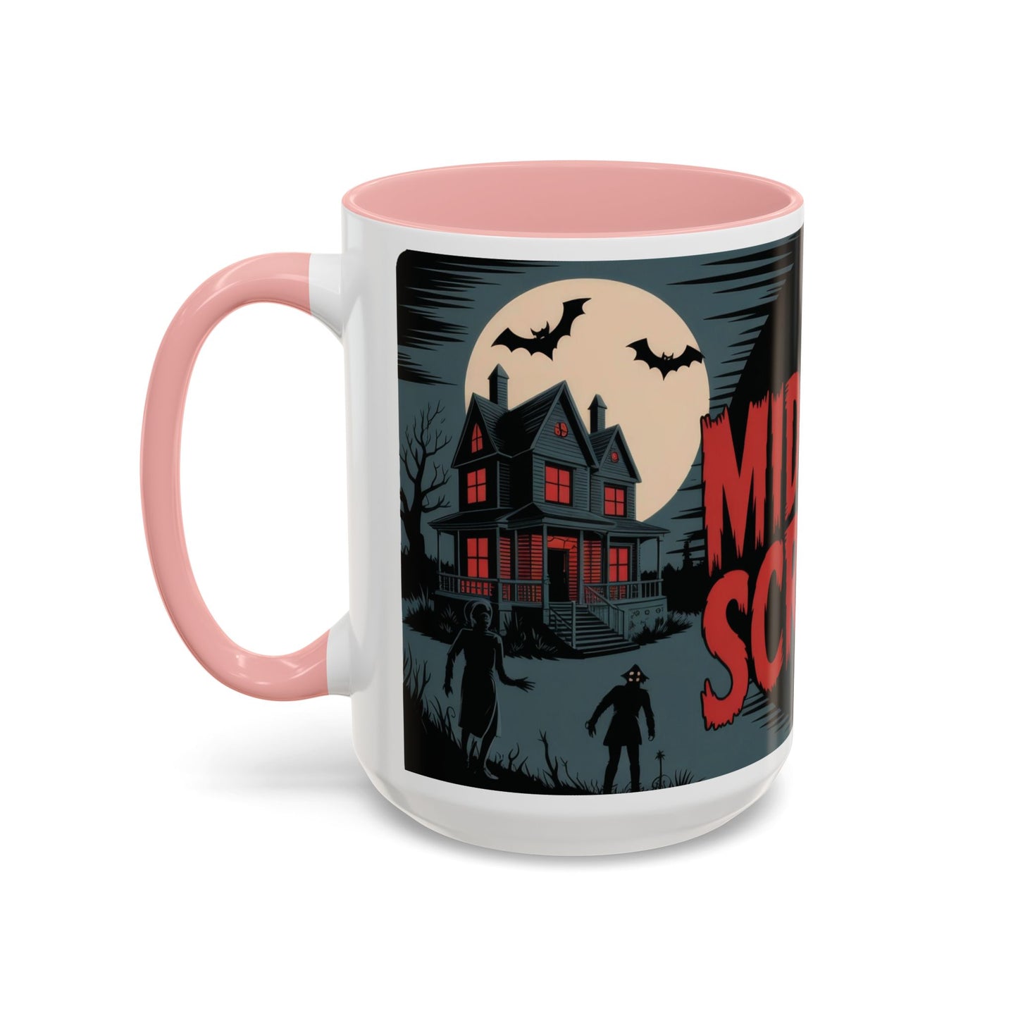 Midnight Screams Mug, Retro Horror Movie Poster Coffee Cup, Gothic Halloween Gift for Horror Lovers, Accent Coffee Mug (11, 15oz)