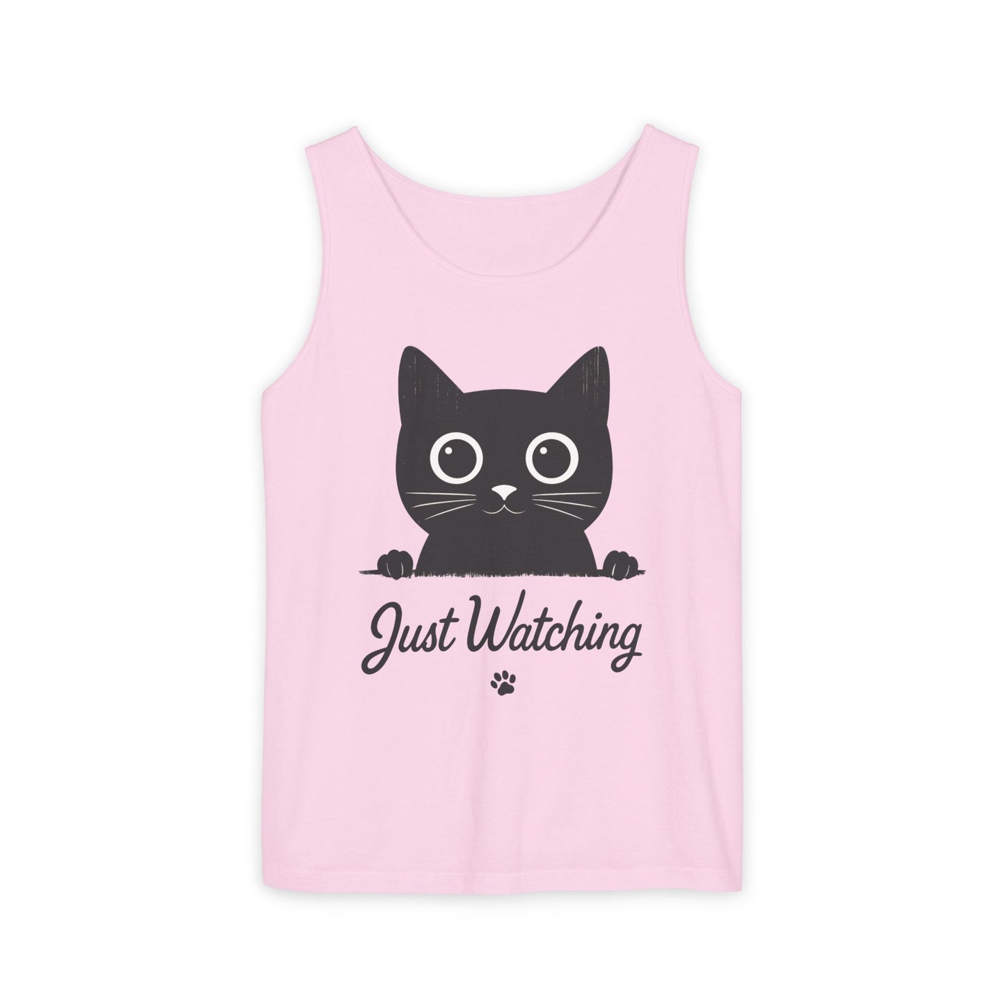Just Watching Cat Womens Tank Top - Cute Black Kitty Sleeveless Shirt - Funny Summer Cat Lover Gift, Summer Beach Wear, Pet Themed Apparel