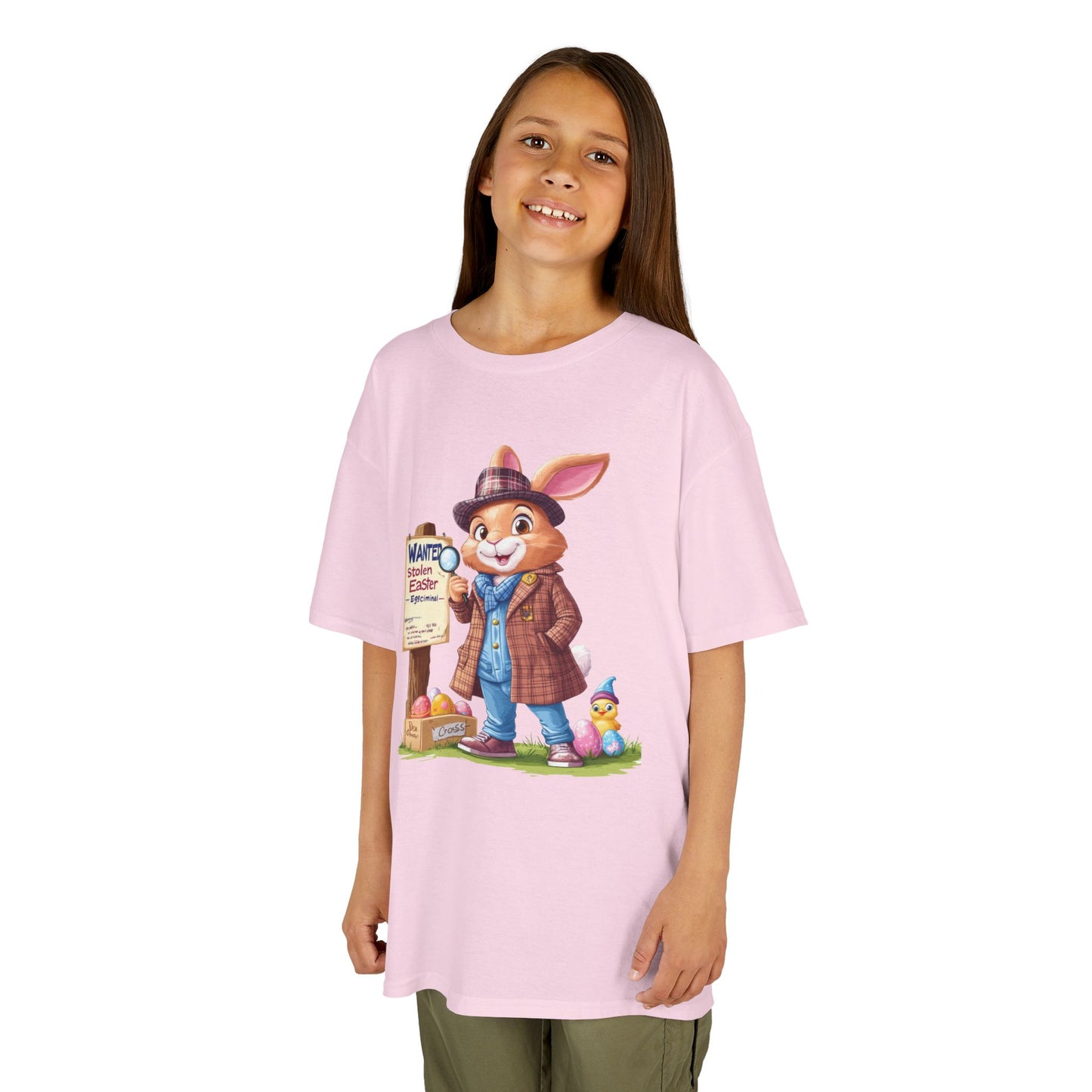 Detective Bunny Easter Kids Tee - Fun Egg Hunt T-Shirt with Mystery Theme, Cute Spring Gift for Kids, Heavy Cotton Easter Outfit