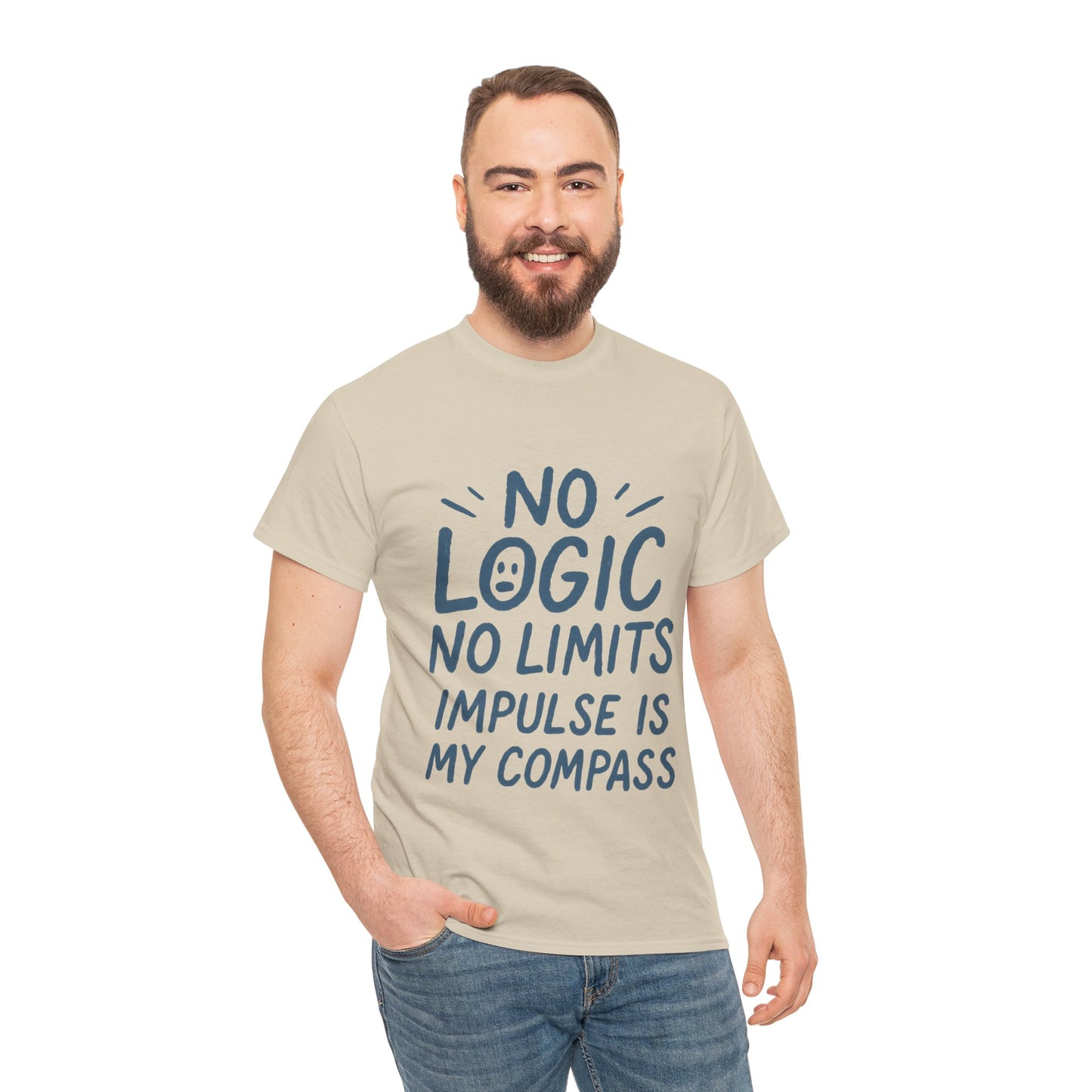Funny No Logic Mens T-Shirt, No Limits Impulse Quote, Relaxed Fit Graphic Tee, Gift for Him, Casual Wear for Creatives, Gift for Artists