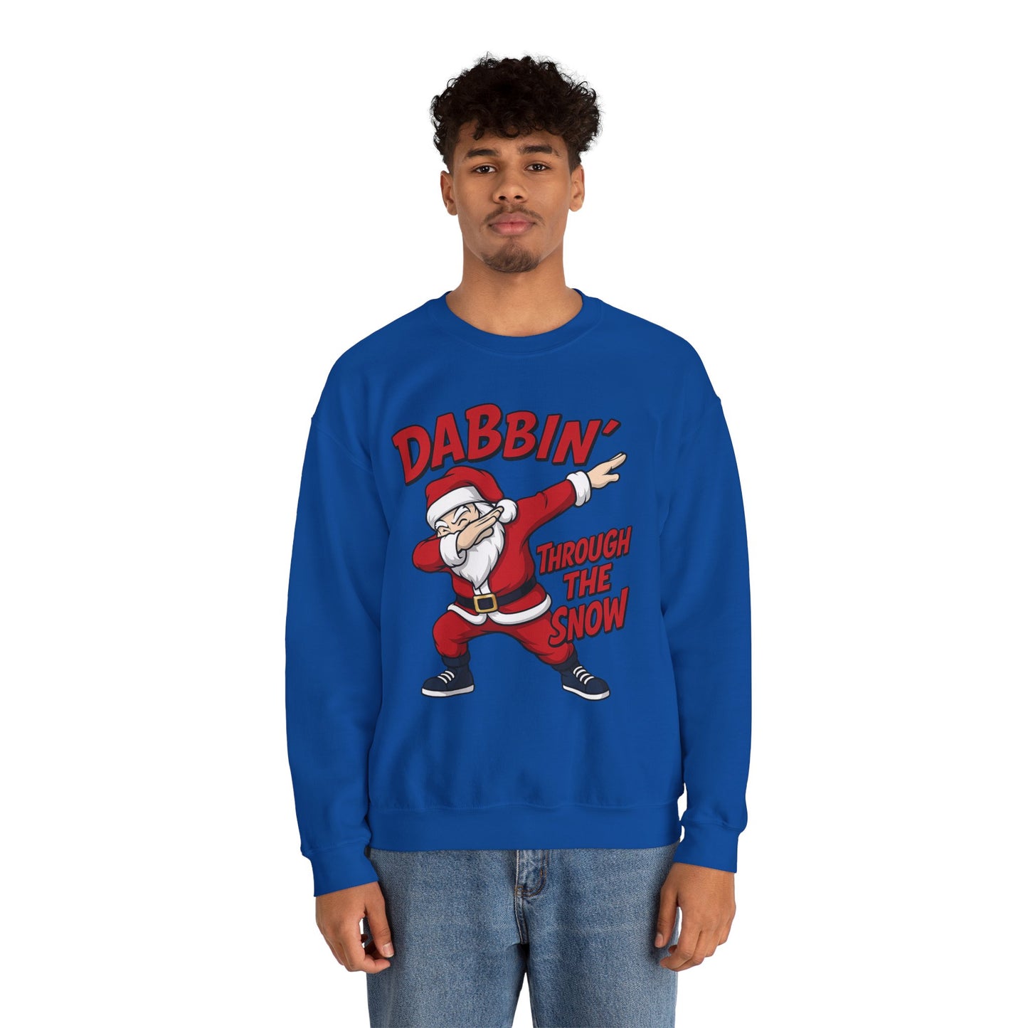 Dabbin Through The Snow Santa Men's Christmas Sweatshirt, Funny Holiday Jumper