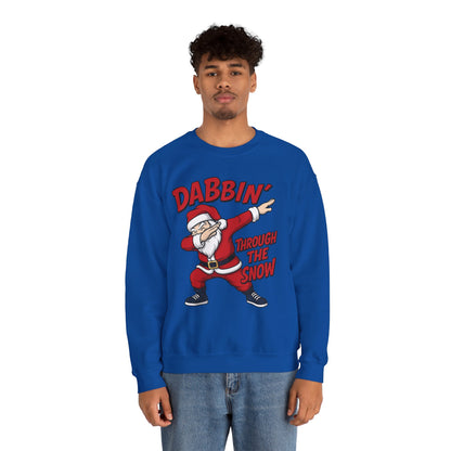 Dabbin Through The Snow Santa Men's Christmas Sweatshirt, Funny Holiday Jumper