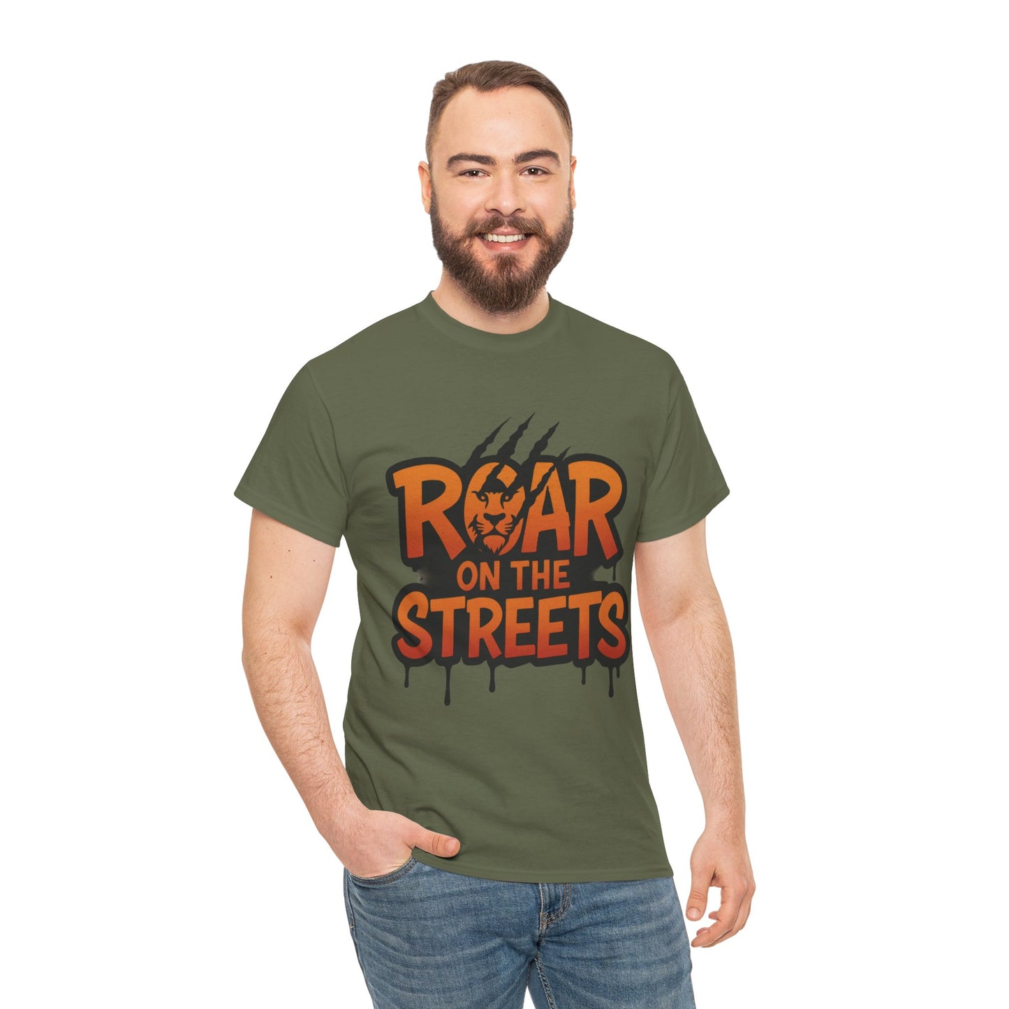 Roar on the Streets Lion Graphic Mens Urban T-Shirt, Lion Shirt