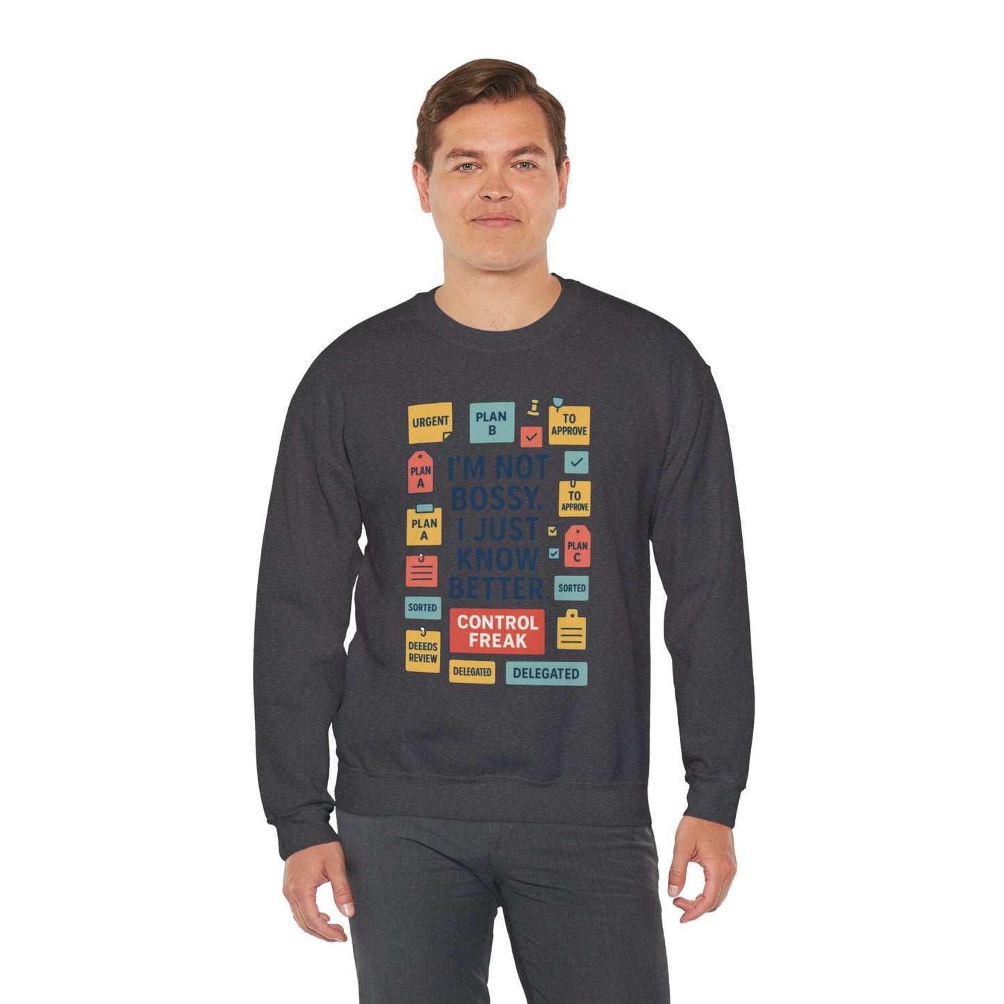 Funny Mens Control Freak Sweatshirt, Sarcastic Crewneck Gift for Him, Perfect Gift for Bossy Friends
