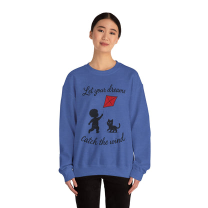 Dream Big Womens Crewneck Sweatshirt, Inspirational Gift, Cozy Lounge Wear, Cat Lover's Apparel, Kid's Motivation Sweatshirt