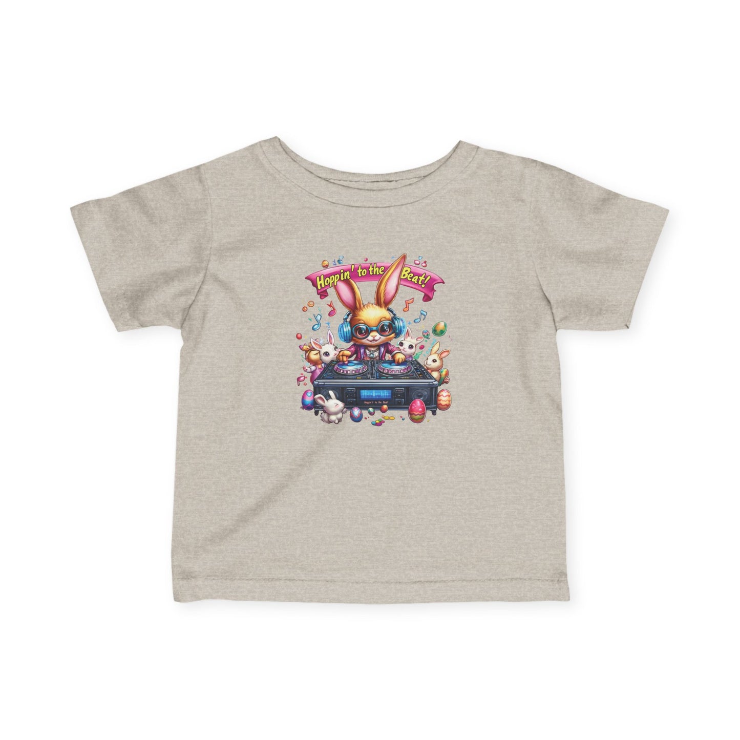 DJ Bunny Infant T-Shirt - Fun Easter Music Shirt for Babies 6 - 24 Months, Cute Spring Outfit with Playful Bunny and Colorful Music Vibes