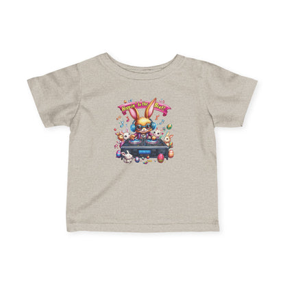 DJ Bunny Infant T-Shirt - Fun Easter Music Shirt for Babies 6 - 24 Months, Cute Spring Outfit with Playful Bunny and Colorful Music Vibes