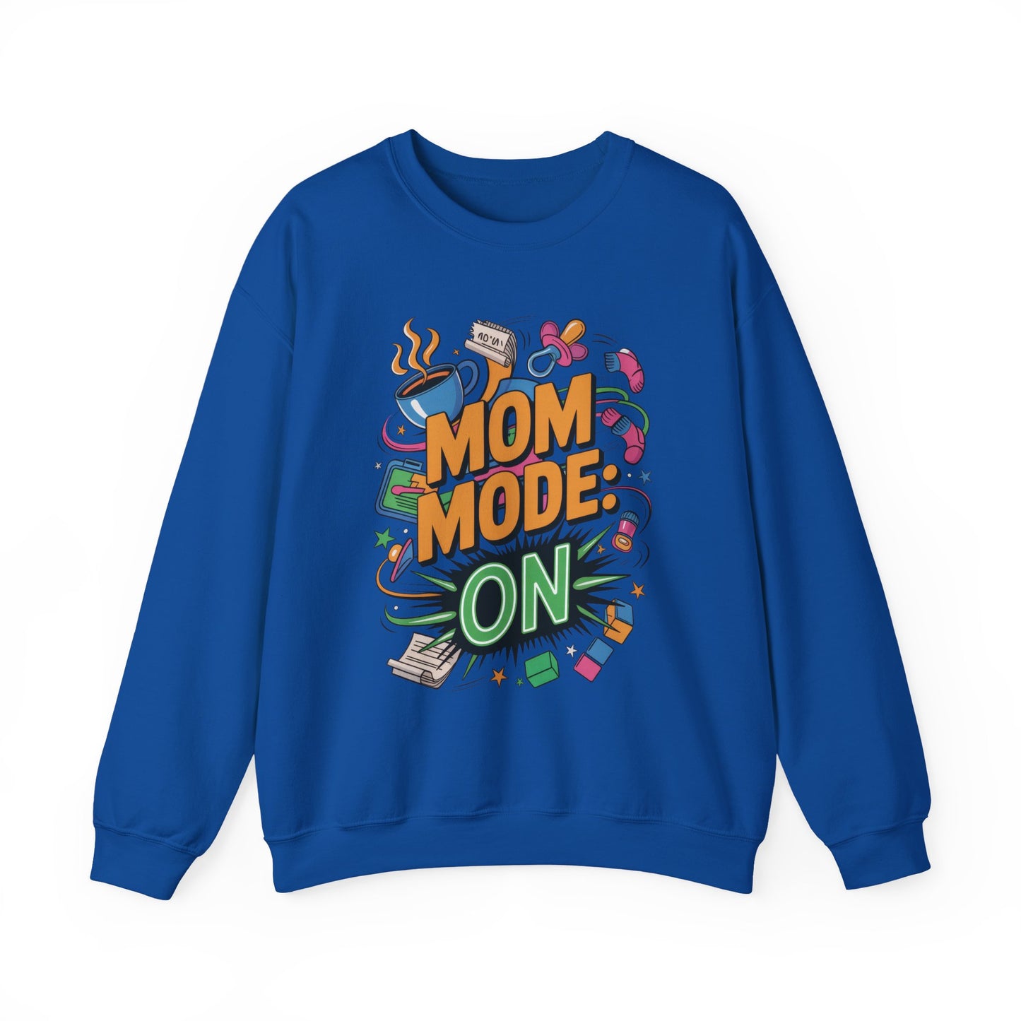 Mom Mode On Crewneck Sweatshirt, Gift for Mom, Mother's Day Humor T-Shirt, Cute Mama Life Graphic Tee, Mother's Day Gift