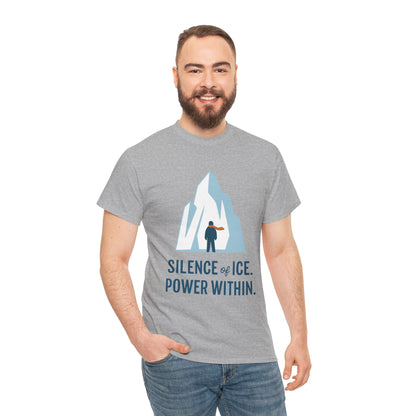 Silence of Ice Power Within Mens T-Shirt,  Minimalist Nordic Iceberg Graphic Tee