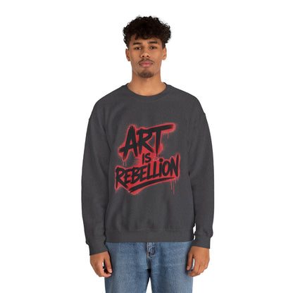 Men'sHeavy Blend™ Crewneck Sweatshirt, Art Is Rebellion Men's Crewneck Sweatshirt, Graffiti Street Art Pullover, Urban Rebellion Streetwear