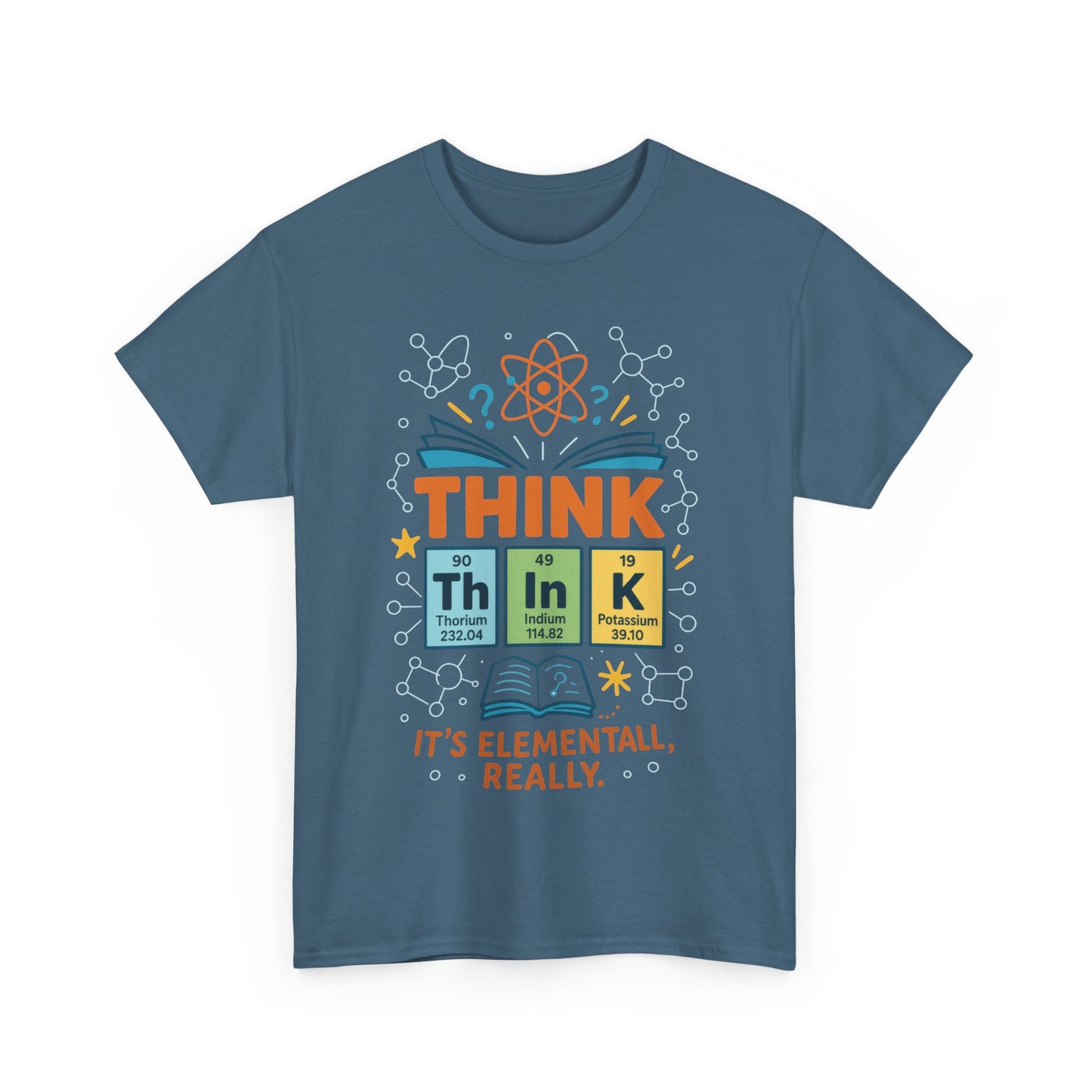 Funny Mens Science T-Shirt, THINK Element Periodic Table Shirt, Smart Geek Nerd Tee for Him, Ideal for Science Lovers, Geeky Apparel