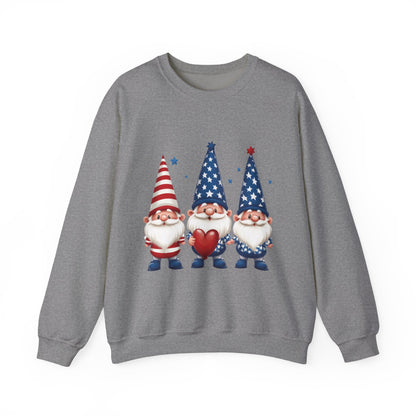 Patriotic Gnome Sweatshirt, Cozy Casual Wear for Independence Day, Gift for Gnome Lovers, 4th of July Apparel, All-Year Comfort