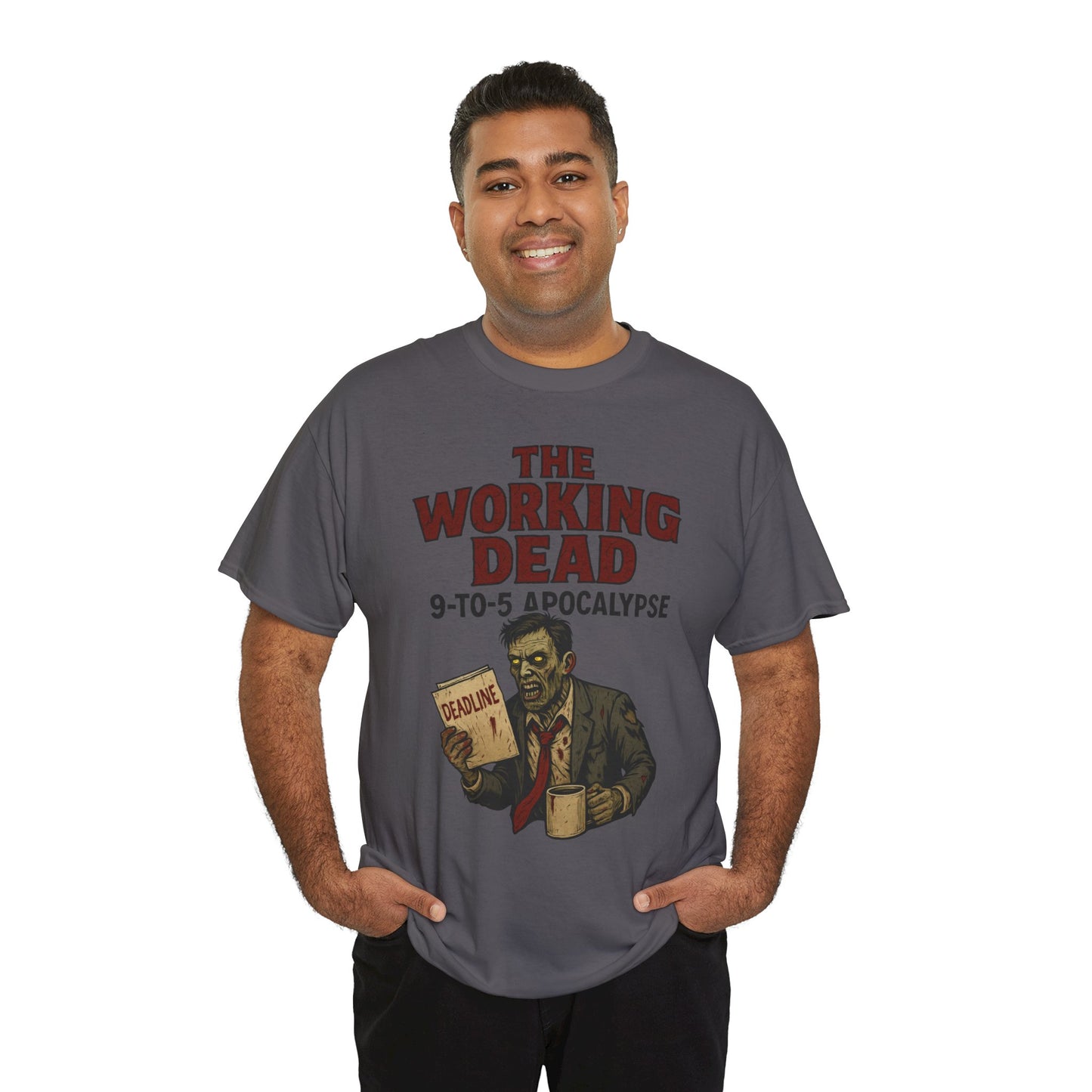 The Working Dead 9-to-5 Apocalypse Men's T-Shirt, Funny Horror Office Zombie Tee, Halloween Zombie Top, Work Humor Sweatshirt