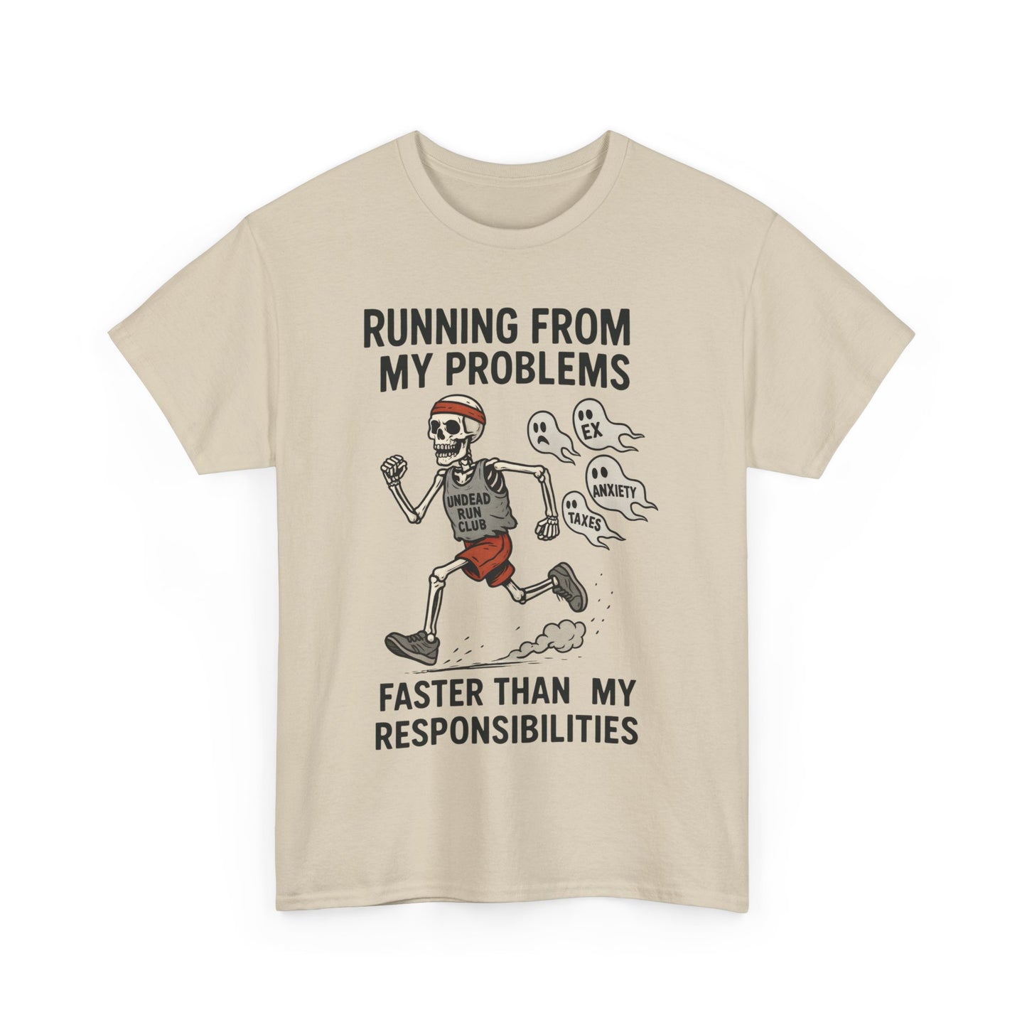 Skeleton Runner Tee for Men, Undead Jogging Club Shirt, Halloween T-Shirt, Gift for Runners, Anxiety Humor Gift