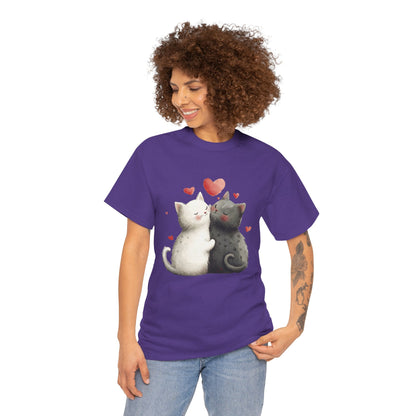 Cute Cat Love T-Shirt, Adorable Feline Couple Tee, Gift for Cat Lovers, Valentine's Day Shirt, Cozy Everyday Wear, Cat Mom T-Shirt