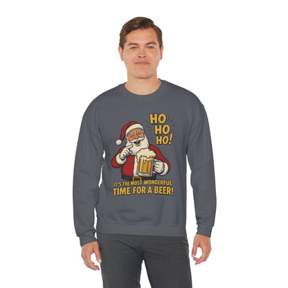 Funny Santa Beer Christmas Sweatshirt, Men's Holiday Pullover, Men's Heavy Blend™ Crewneck Sweatshirt